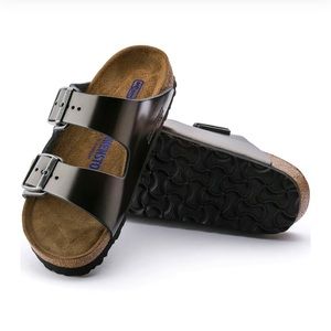 BIRKENSTOCK Arizona Soft Footbed Sandal - Metallic Anthracite